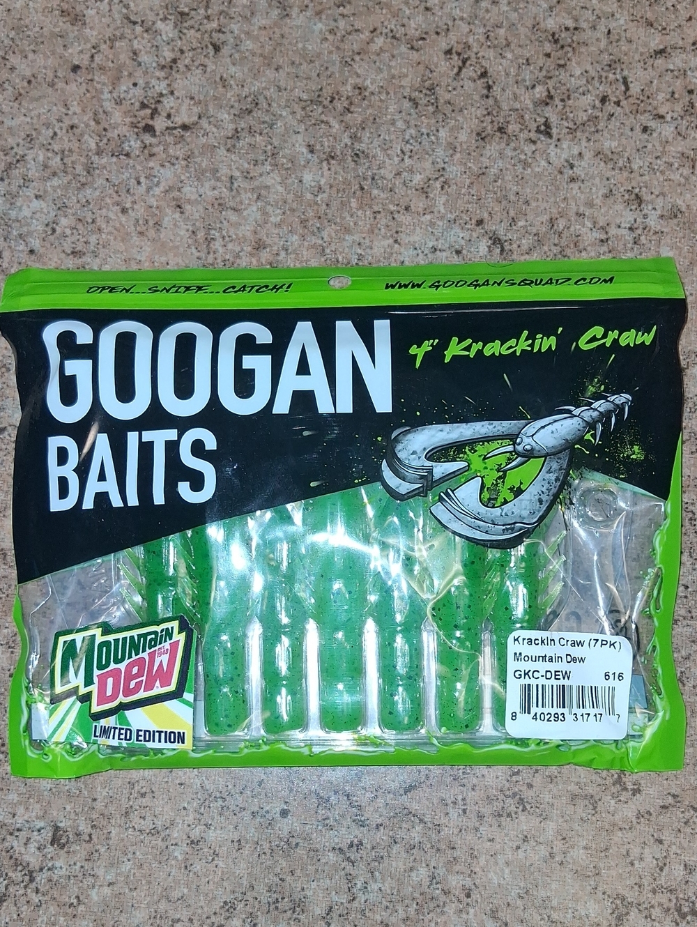 Krackin' Craw Soft Plastic Bait - Mountain Dew (Green)